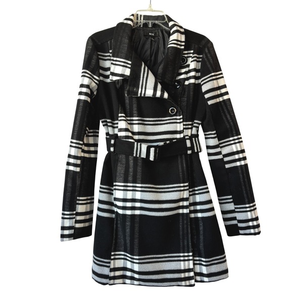 BCX Jackets & Blazers - BCX Coat Black & White Plaid L Belted Statement Maximalist Art to Wear